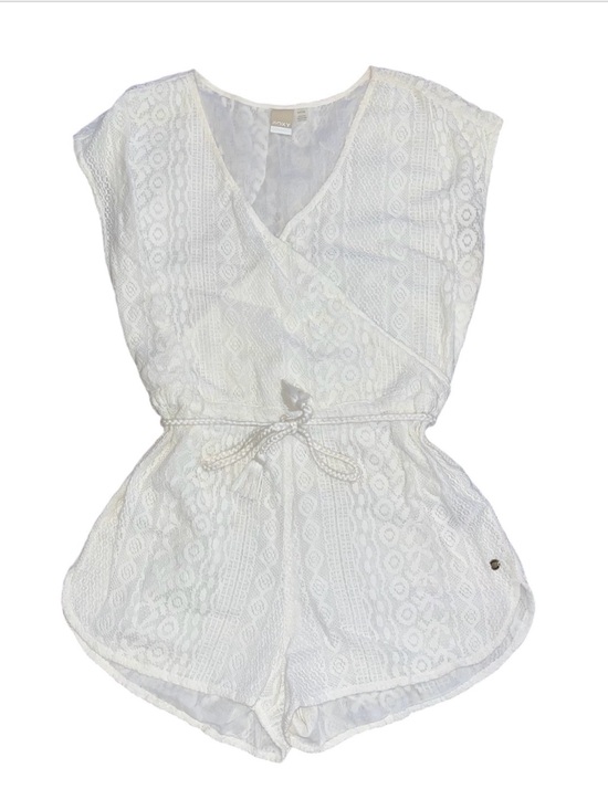 Roxy Pants - Roxy Off White Romper Lave Wrap V Neck Shorts Tie EUC Small Summer Beige Cover